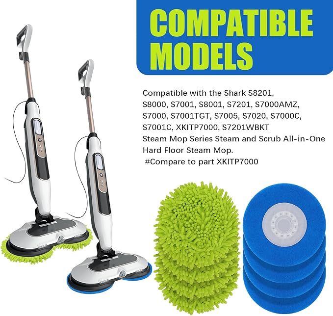 Magic Sponge Eraser Pads and Microfiber Chenilles Pads for Shark Steamer S7001 s7020 s7000amz s7000 s7001tgt s7201 s8201 S7005 s8001 Series Rotating Steam Scrubber,Scrub Sanitize at The Same