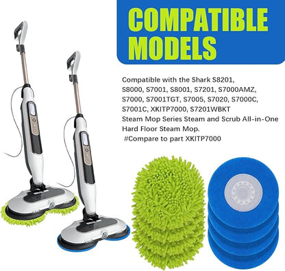 Magic Sponge Eraser Pads and Microfiber Chenilles Pads for Shark Steamer S7001 s7020 s7000amz s7000 s7001tgt s7201 s8201 S7005 s8001 Series Rotating Steam Scrubber,Scrub Sanitize at The Same
