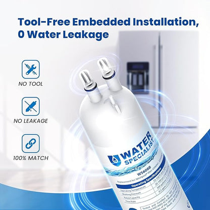 Waterspecialist EDR3RXD1 Water Filter, Replacement for 4396841, Everydrop® Filter 3, 4396710, Kenmore® 46-9083, 46-9030, WS608 Refrigerator Water Filter, 2 Filters