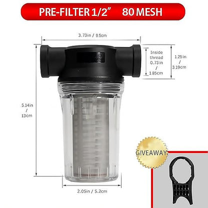 BUPUROTT Water Pump Strainer Inlet Filter for High Pressure Washer, Sediment Filter Attachment, 80 Mesh Screen(1/2“ 80Mesh)
