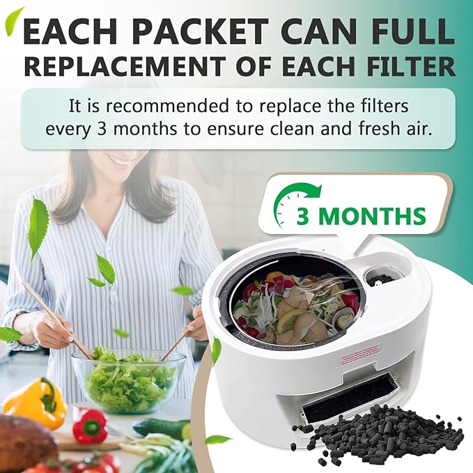 4 Pounds(8-Pack) Odor Absorbing Filter Refills for Lomi Smart Waste Kitchen Composter, Activated Charcoal Refills Compatible with Lomi Kitchen Composter