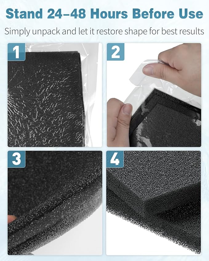 Pawfly Aquarium Filter Media Pad for Fish Tank Filters Aquarium Filter Media Sponge Filter Floss Roll for Sumps Ponds Hydroponics Black Foam Floss for Water Filtration, 72" L x 12" W