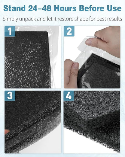 Pawfly Aquarium Filter Media Pad for Fish Tank Filters Aquarium Filter Media Sponge Filter Floss Roll for Sumps Ponds Hydroponics Black Foam Floss for Water Filtration, 36" L x 12" W