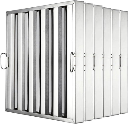 19.5 in x24.5 in Commercial Hood Filters - 430 Stainless Steel 5-Groove Baffle Filters for Restaurant Kitchen Exhaust Hoods Pack of 6