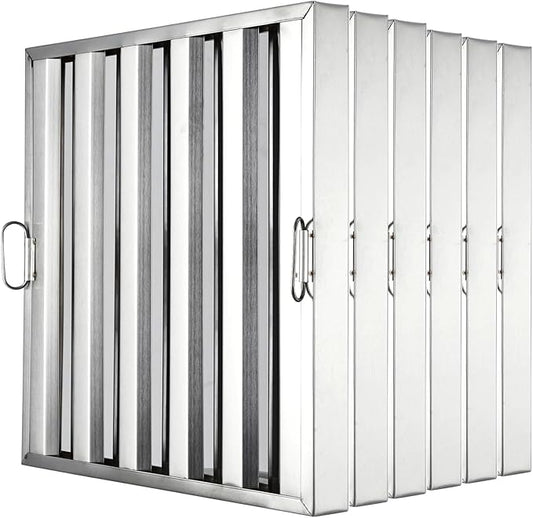 19.5 in x24.5 in Commercial Hood Filters - 430 Stainless Steel 5-Groove Baffle Filters for Restaurant Kitchen Exhaust Hoods Pack of 6