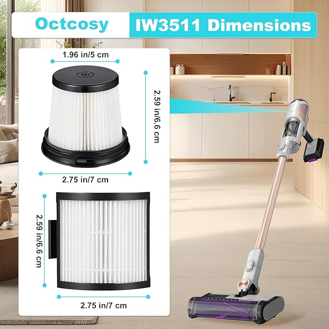 6 Pack IW3511 IW1111 HEPA Filters Replacement for Shark IW3511 DetectPro Lightweight Cordless Stick Vacuum Cleaner. For Shark Detect Pro Auto-Empty System PowerFins Brushroll Portable Handheld 2-In-1