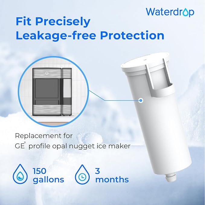 Waterdrop Replacement for GE® Profile Opal Nugget Ice Maker Water Filter, P4INKFILTR, with Ring Pull, NSF 42&372 Certified, BPA-Free, 4 Counts