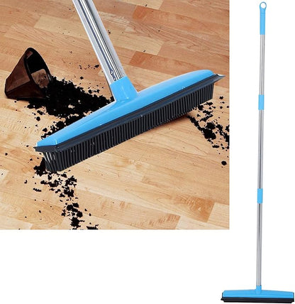 Multifunctional Broom, Telescopic Carpet Rake Rubber Pp 12.6in Brush Easy Wash Floor Carpet Broom for Pet Hair Dust Removal Tile Window Cleaner (Blue)