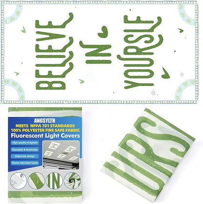 Fluorescent Light Covers - Classroom Covers for Ceiling Lights, 1 PCS 4 x 2 Feet Magnetic Light Filters, Classroom, Office Decor (Believe in Yourself)