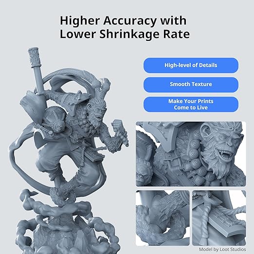 ANYCUBIC ABS-Like Resin 3.0, 3D Printer Resin with Enhanced Strength and Toughness, High Precision and Minimal Shrinkage, Wide Compatibility for All LCD Resin 3D Printers (Grey, 4kg)