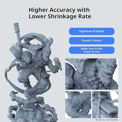 ANYCUBIC ABS-Like Resin 3.0, 3D Printer Resin with Enhanced Strength and Toughness, High Precision and Minimal Shrinkage, Wide Compatibility for All LCD Resin 3D Printers (Grey+Grey, 2kg)
