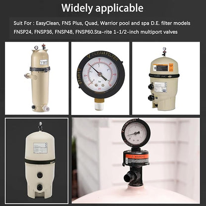 190058 Pressure Gauge 0-60 PSI with 1/4” NPT Bottom Mount Replacement for Pool and Spa Valve Filter