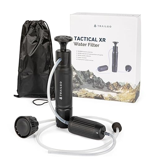 Tactical XR Water Filtration System 0.001 Micron Nano Filtration Military Grade - High-Volume 3-Stage Portable Purification Filter - Camping, Backpacking, Hiking, Emergency Preparedness