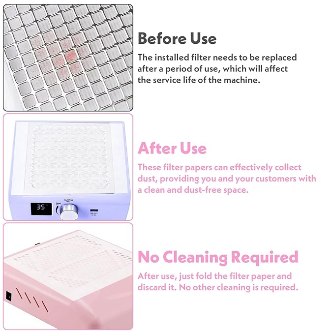 100 Pcs Nail Dust Collector Filter No-Spilling Filters Replacement Paper Disposable Dust Filters For Most Of Machine Vacuum Collector For Salon Nail Supplies Accessories(White)