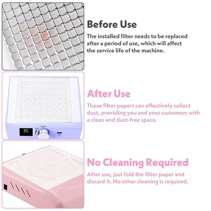 100 Pcs Nail Dust Collector Filter No-Spilling Filters Replacement Paper Disposable Dust Filters For Most Of Machine Vacuum Collector For Salon Nail Supplies Accessories(White)