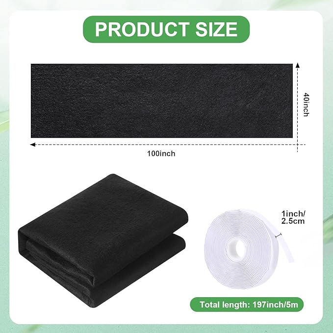 2 Rolls of Vent Filters Kit 100'' x 40'' Electrostatic Media 200" Installation Tape Versatile Customizable Vent Filter for Home Ac and Heating(Black)