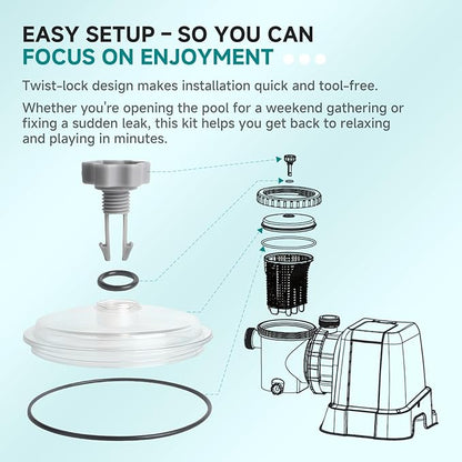 Replacement SF80110-1 Leaf Trap Cover w/Valve & O-Ring Compatible with Intex 12" Sand Filter Pump 2100 GPH – Fits SF80110-1/-2, 11823, SF15110, ECO15110-2, 26361CA/EH/W, 26337EH, 28645EG, 28948EH