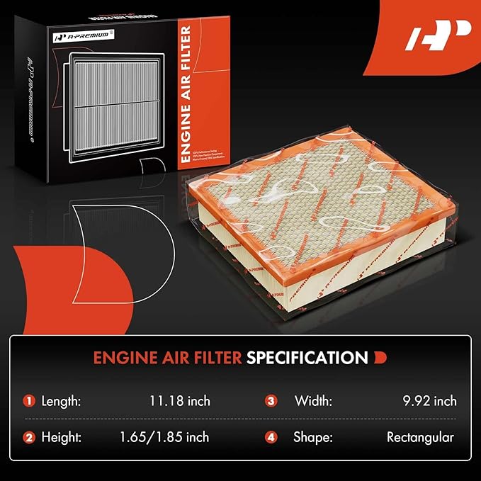 A-Premium Engine Air Filter Compatible with Buick Regal & Cadillac XTS & Chevrolet Impala, Malibu, Malibu Limited, 2013-2020, 2.0L 2.5L 3.6L, Flexible Panel, Replace# 22989313
