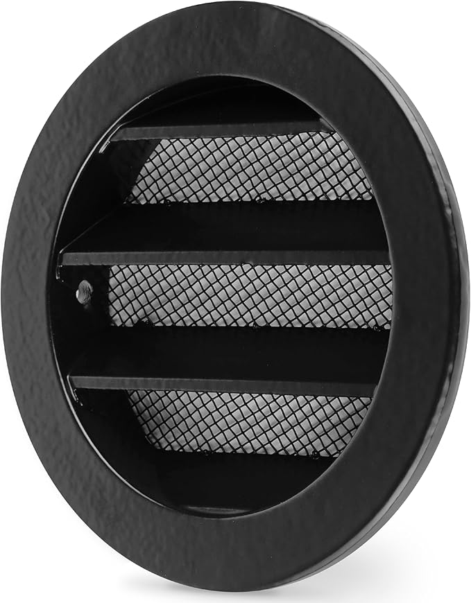 calimaero® WSGB 3" Inch Black Round Metal Air Vent Grill Cover Flat Louver with Fly Screen Fits Only with Metal Ducts