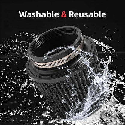3" 3.5" 4" Inlet Car Replacement Cold Air Intake Filter 76mm 89mm 102mm 3 Sizes in 1 High Flow Performance Cone Air Filter (Black)