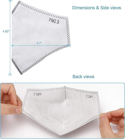 New 3D Cutting PM 2.5 Activated Carbon Filter Insert, 5 Layers Pm 2.5 Filter Replaceable Protective Filter to Anti Haze Dustproof Air Pollution Large Size (24)