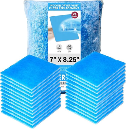 Dryer Filter Replacement - Compatible with Better Vent Indoor Dryer Vent Systems - Portable Indoor Dryer Filters - MERV 7 Double Filtration (24-Pack)