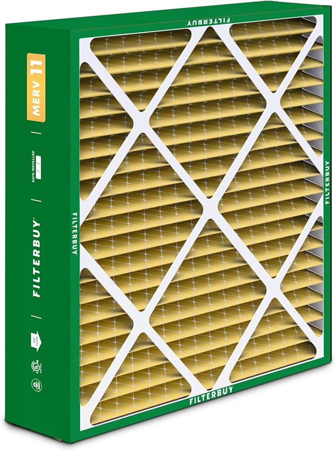 Filterbuy 20x22x5 Air Filter MERV 11 Superior Pet & Allergy Defense (2-Pack), Pleated HVAC AC Furnace Filters for Amana, Goodman, Nordyne, and Five Seasons (Actual Size: 19.50 x 21.94 x 5.25)