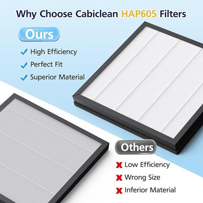 HAP605 Air Purifier Replacement Filters for FreAire HAP605 HAP607 and for XenonLab HAP605 HAP607 Air Purifier, 3-in-1 HAP607 Efficient Air Filter with Activated Carbon for Home, 2-Pack