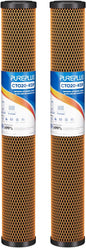 PUREPLUS 5 Micron 20" x 2.5" Whole House Coconut Shell Activated Carbon and KDF Water Filter, Heavy Metal Removal Replacement Water Filter, Compatible with C1-20, EP-20, HX-CB-25-2010, F3WCB32,2PACK