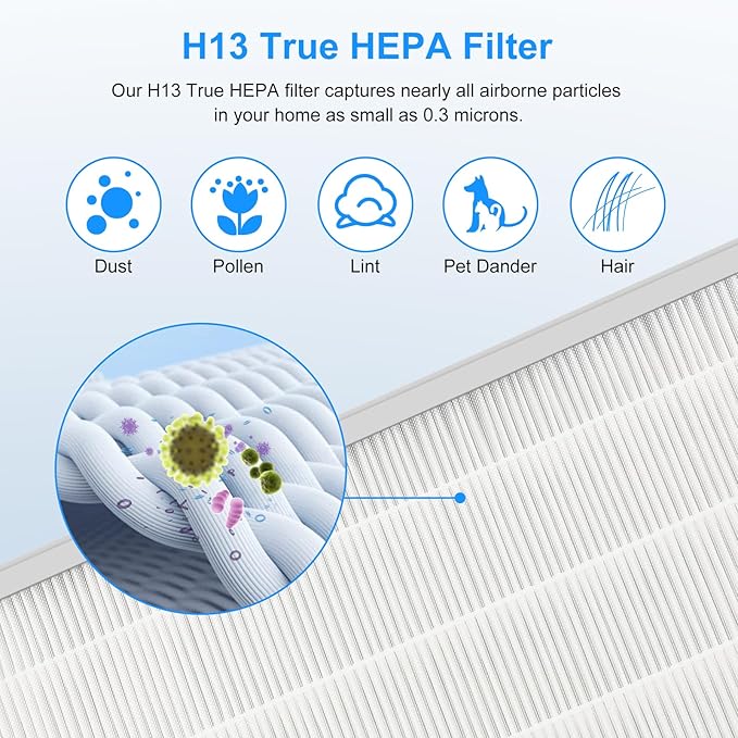 MOOKA FAMILY E-300L Air Purifiers Official H13 Replacement Filter Compatible with MOOKA E-300L Air Purifiers (2 Count)