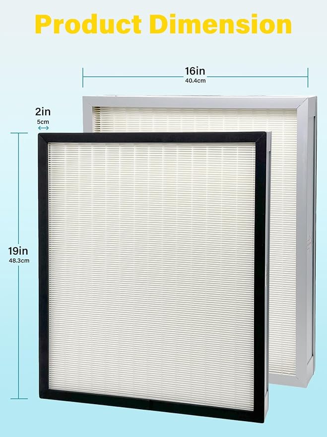 2 Pack F301H HEPA Filter Replacement Compatible with BluDri, Mounto Air Scrubber Filters, also fits Dri-Eaz and VEVOR Air Purifier, Part 500cfm HEPA500, F301H and AS-550, H13 Filter of 16 x 19 x 2