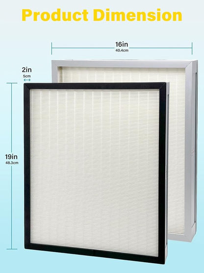 2 Pack F301H HEPA Filter Replacement Compatible with BluDri, Mounto Air Scrubber Filters, also fits Dri-Eaz and VEVOR Air Purifier, Part 500cfm HEPA500, F301H and AS-550, H13 Filter of 16 x 19 x 2