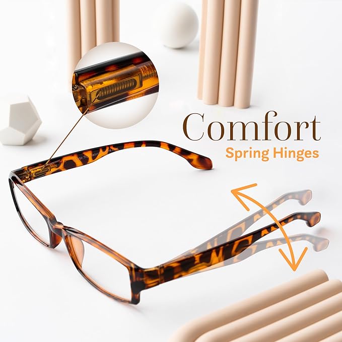 TruVision Readers Reading Glasses, Comfort Spring Hinges for Men and Women, 9501HP