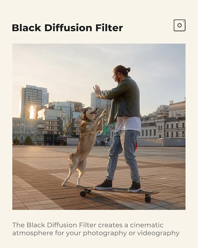 K&F CONCEPT 40.5mm Black Diffusion 1/8 Filter, Mist Dreamy Cinematic Effect Filter for Video/Vlog/Portrait Photography K-Series