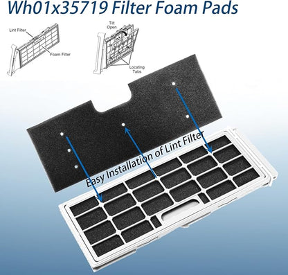 WH01X35719 Lint Filter,WH01X35719 Washer Dryer Filter Sponge Compatible With GE Washer Dryer Combo,Hand Washable Reusable Foam Lint Filter,Replaces WH01X35719 For PFQ97HSPVDS Washer Dryer (Pack of 4)