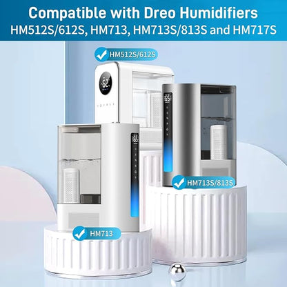 3-Pack Humidifier Demineralization Cartridge Compatible with Dreo Humidifiers HM512S/612S,HM713,HM713S/813S and HM717S Models,Prevents Hard Water Build-Up|Filters Mineral|Eliminate White Dust