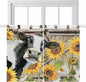 Retro Farmhouse Flower Bedroom Curtains 63 Inch Length, Window Curtains Tab Top, Yellow Sunflowers Cow Barn Doors Brown Light Filtering Window Treatments Drapes 42"x63" 2 Panel