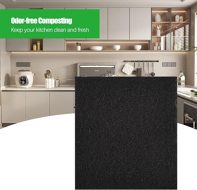 Eagles Square Compost Bin Filters, 10PCS, 4.7" x 4.7" x 0.4" Charcoal Filters for Kitchen Compost Bin Pail, Square Activated Carbon Filter Bio Bucket Filter Universal Size