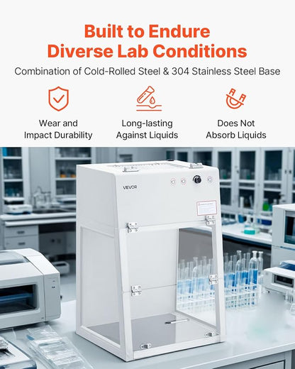 VEVOR Laminar Flow Hood, 20.08 x 20.47 x 23.62 inch Working Area Portable Clean Room, Meets ISO Class 5 Clean Room Standards, Adjustable, with HEPA-14 Filter and G1 Pre-Filter, for Laboratory Use