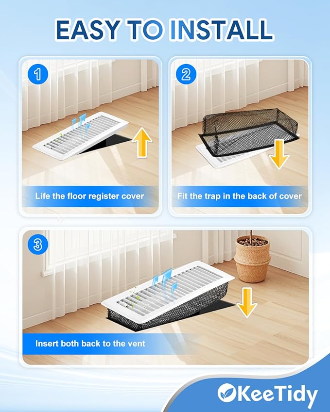 Floor Vent Screen Net, 4" x 10" Air Vent Screen Filter Mesh Catches Toys Snacks Pet Hair and Pet Food, Keeps Bugs Out for Home, 5 Pack