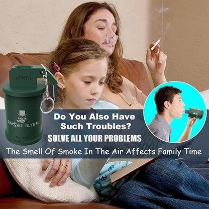 Personal Smoke Air Filter - Replaceable Filter,Suitable for Capturing Smoke and Removing Odors in Cars, Offices and Bedrooms, Durable for 500 Times of Use, Easy Breathing (Green)