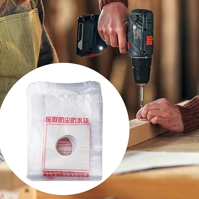 Electric Hammer Dust Bag – Drill Dust Sealr, Hole Saw Catcher | 100PCS Fine Particlle Trap for AC Installation, Wall Cut Dust Barrier Pouch, Compact Vacuum Collector Kit for Plasterboard Drilling Jobs