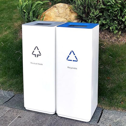 GLigeT Outdoor Trash can White Combined Trash Can Large-Capacity Square Sorting Trash Can Outdoor Direct Throw Trash Can Without Cover, Anti-Fingerprint Technology 48L Trash Can (Size : E)