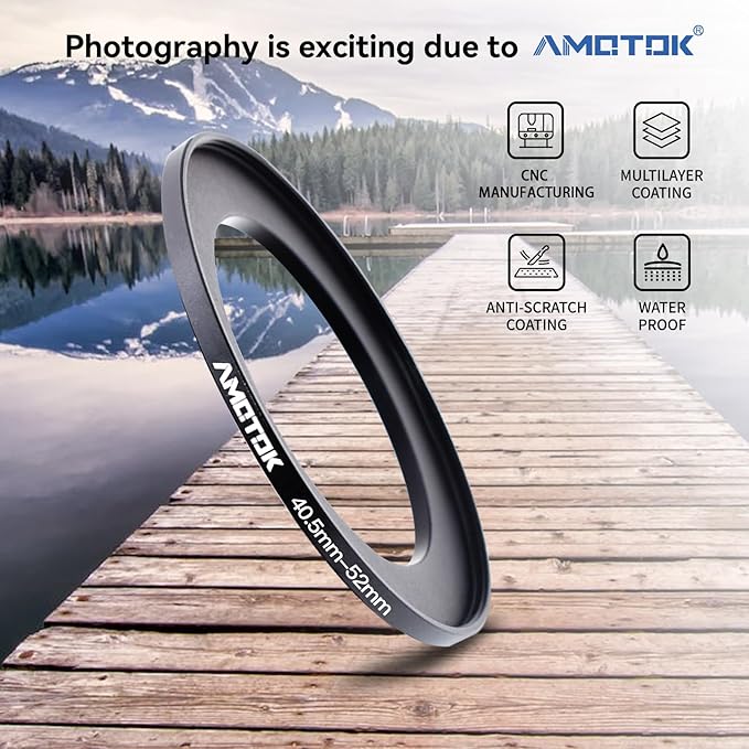 40.5mm Lens to 52mm Camera Lens Adapter,40.5mm to 52mm Filter Step up Ring Adapter Ring,Compatible All 52mm Filter Accessory.Made from CNC Machined