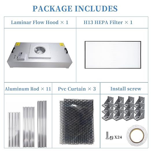 Vertical Laminar Flow-Hood Fan-Filter-Unit Yzzwer - FFU HEPA Filters for Class 100/ISO 5 Cleanliness in Clean Mycology and Mushroom Room 47.2" x 23.6" x 29" Working Area 110V