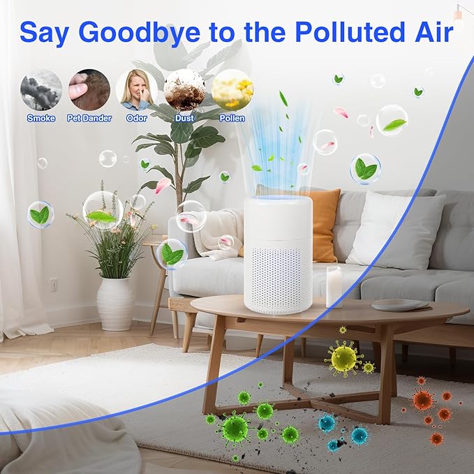 Small Air Purifier for Bedroom Home: Personal Desk Mini Air Purifier – Filters Smoke Dander Hair Odors - 20dB Pet Air Purifiers Fresheners Cleaner for Desktop,Office,Kitchen