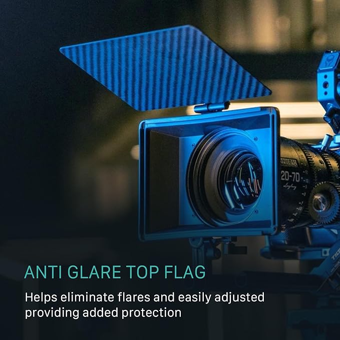 Tilta Mini Matte Box | 15mm Rod Adapter & 4 Lens Adapters | Lightweight | Filter Support | Top Flag | Dual Cold Shoe Mount | Designed for Mirrorless, DSLR | MB-T15