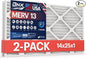 BNX TruFilter 14x25x1 MERV 13 (2-Pack) AC Furnace Air Filter - MADE IN USA - Electrostatic Pleated Air Conditioner HVAC AC Furnace Filters - Removes Pollen, Mold, Bacteria, Smoke
