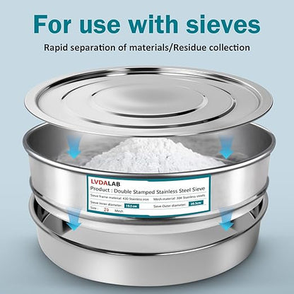 Lab Sieves Pan with Lid,LVDALAB All 304 Stainless Steel Test Sieve, Sample Test Sieves for Industrial Laboratory, 20cm/8'' Dia, 4cm/1.57'' Height