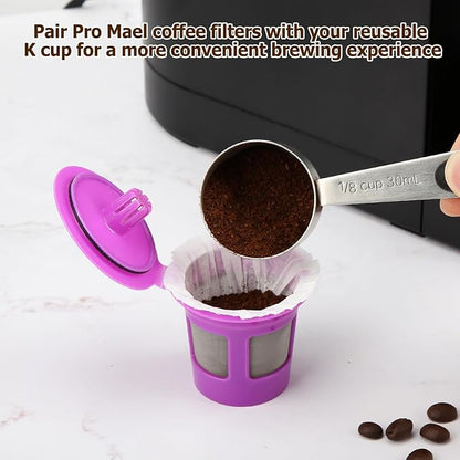 Pro Mael Disposable K Cup Coffee Filters for Keurig Single Cup, Use with Resusable K Cups, White (100 Count)
